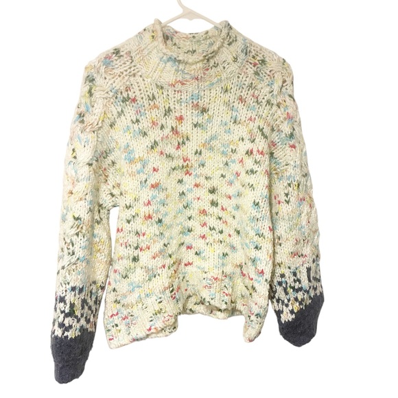 Anthropologie Size Small Multi Color Thick Knit Gaia Mock Neck Sweater - Picture 2 of 6